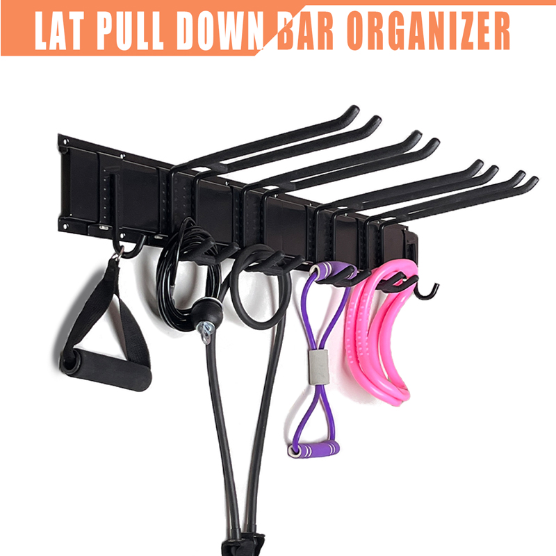 Home Gym Rack With Cables - ชั้นเก็บอุปกรณ์เสริมยิมติดผนัง - ตะขอที่ถอดออกได้แข็งแรงทนทาน, กระเป๋าจัดระเบียบสายเคเบิลสําหรับอุปกรณ์ฟิตเนสที่บ้านและอุปกรณ์ออกกําลังกาย