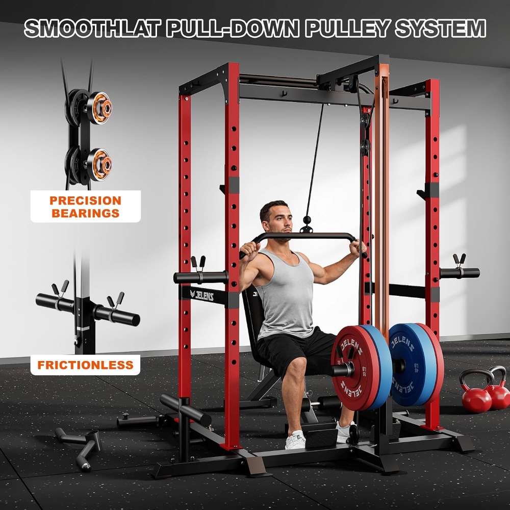 Home Gym Rack With Cables - แร็คยกน้ำหนักอเนกประสงค์ 2000 ปอนด์ พร้อมระบบสายเคเบิลปรับระดับได้ สำหรับยิมที่บ้าน แบบกำหนดเอง