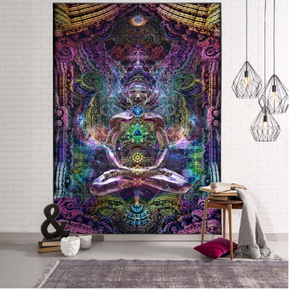 Home Gym Yoga Mat - พรมแขวนผนัง จักระ ศิลปะแนวไซคีเดลิก สัตว์ โบฮีเมียน ฮิปปี้
