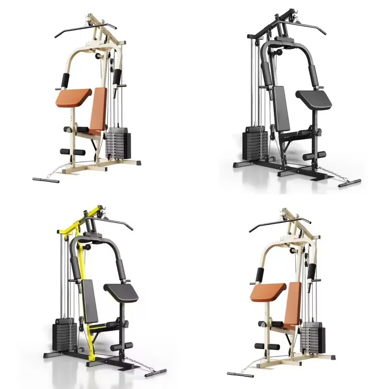 Home Gym Rack With Cables - เครื่องออกกำลังกายเชิงพาณิชย์แบบสถานีเดี่ยวอเนกประสงค์ พร้อมรางปรับระดับและสายเคเบิลแบบครอสโอเวอร์สำหรับยิมในบ้าน