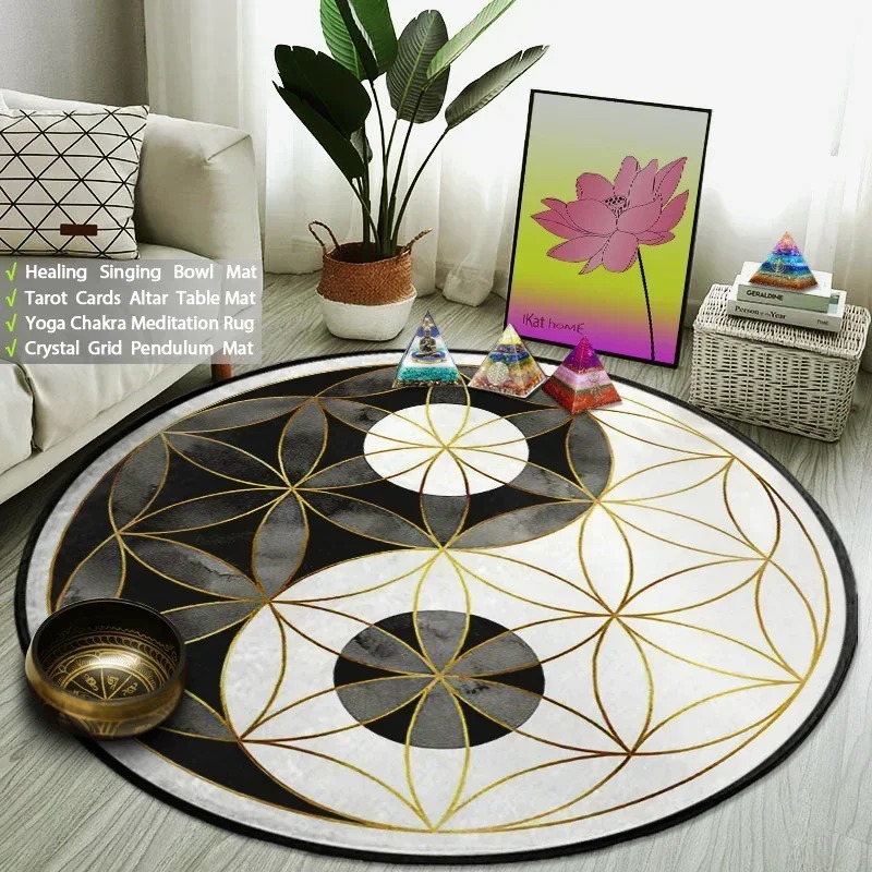 Yin Yang Taiji รอบพรมดอกไม้แห่ - Home Gym Yoga Mat บทวิจารณ์และราคา