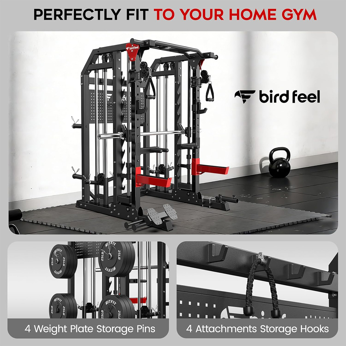 Pooboo Power Cage เครื่องออกกำ - Home Gym Rack With Cables บทวิจารณ์และราคา