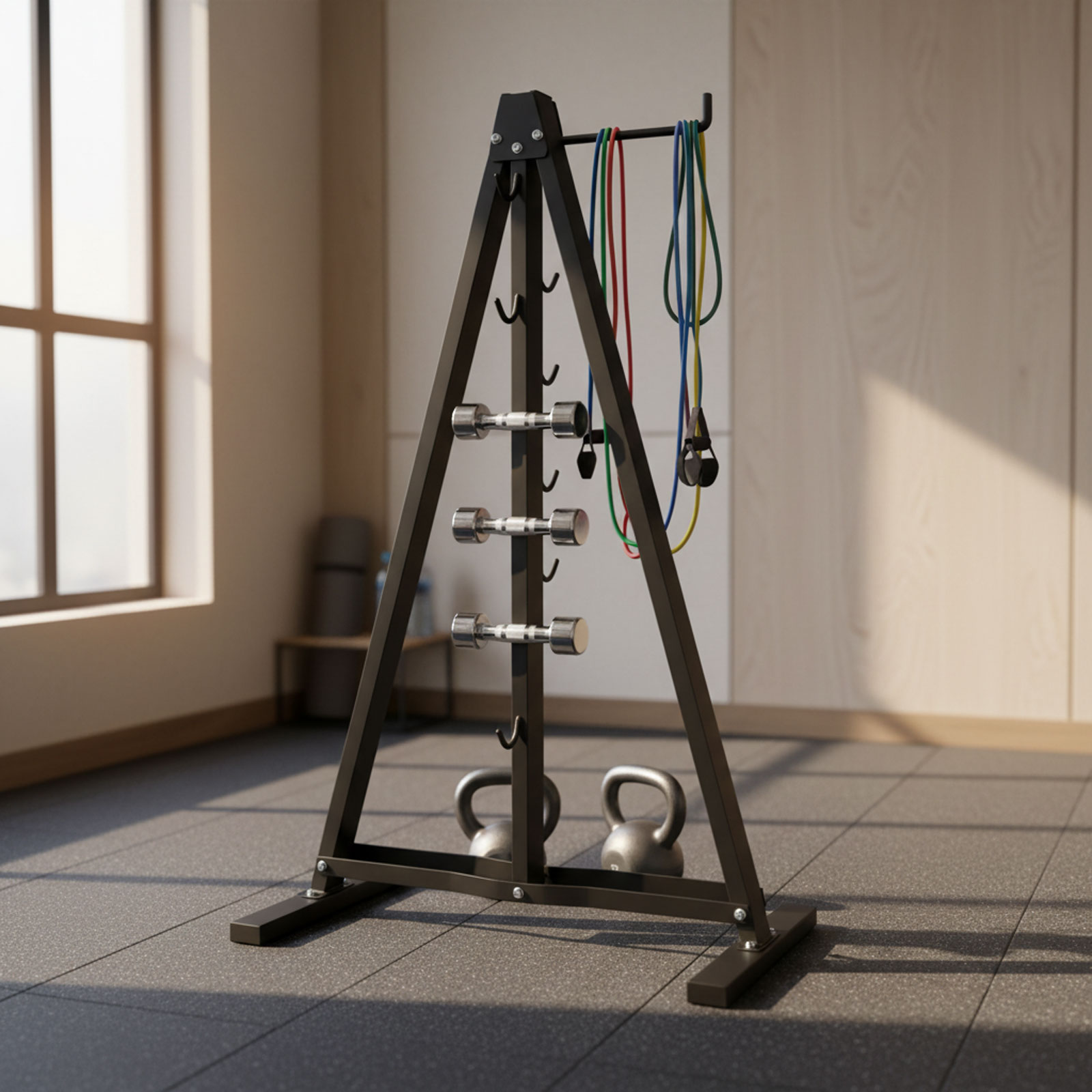 ที่แขวนอุปกรณ์ออกกำลังกายแบบ L - Home Gym Rack With Cables บทวิจารณ์และราคา