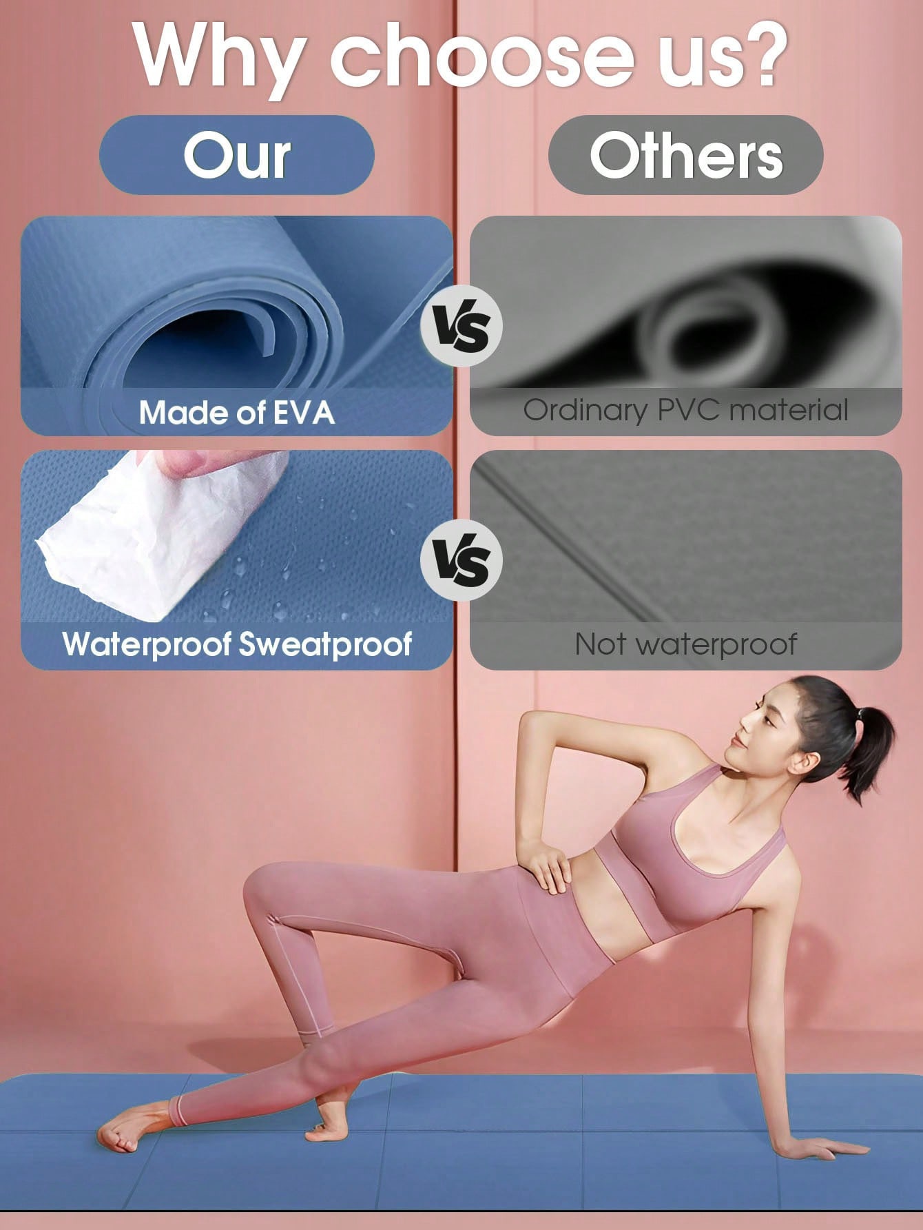 เสื่อโยคะพับได้ สีน้ำเงินเข้ม  - Home Gym Yoga Mat บทวิจารณ์และราคา