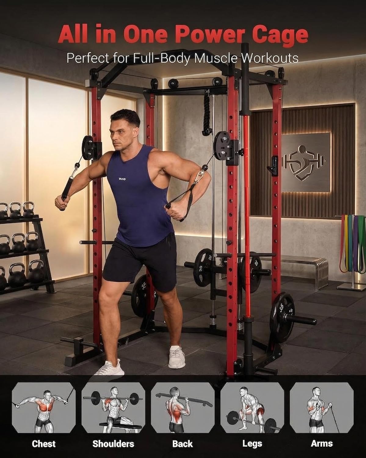 เพาเวอร์เคจ, แร็คออกกำลังกายอเ - Home Gym Rack With Cables บทวิจารณ์และราคา