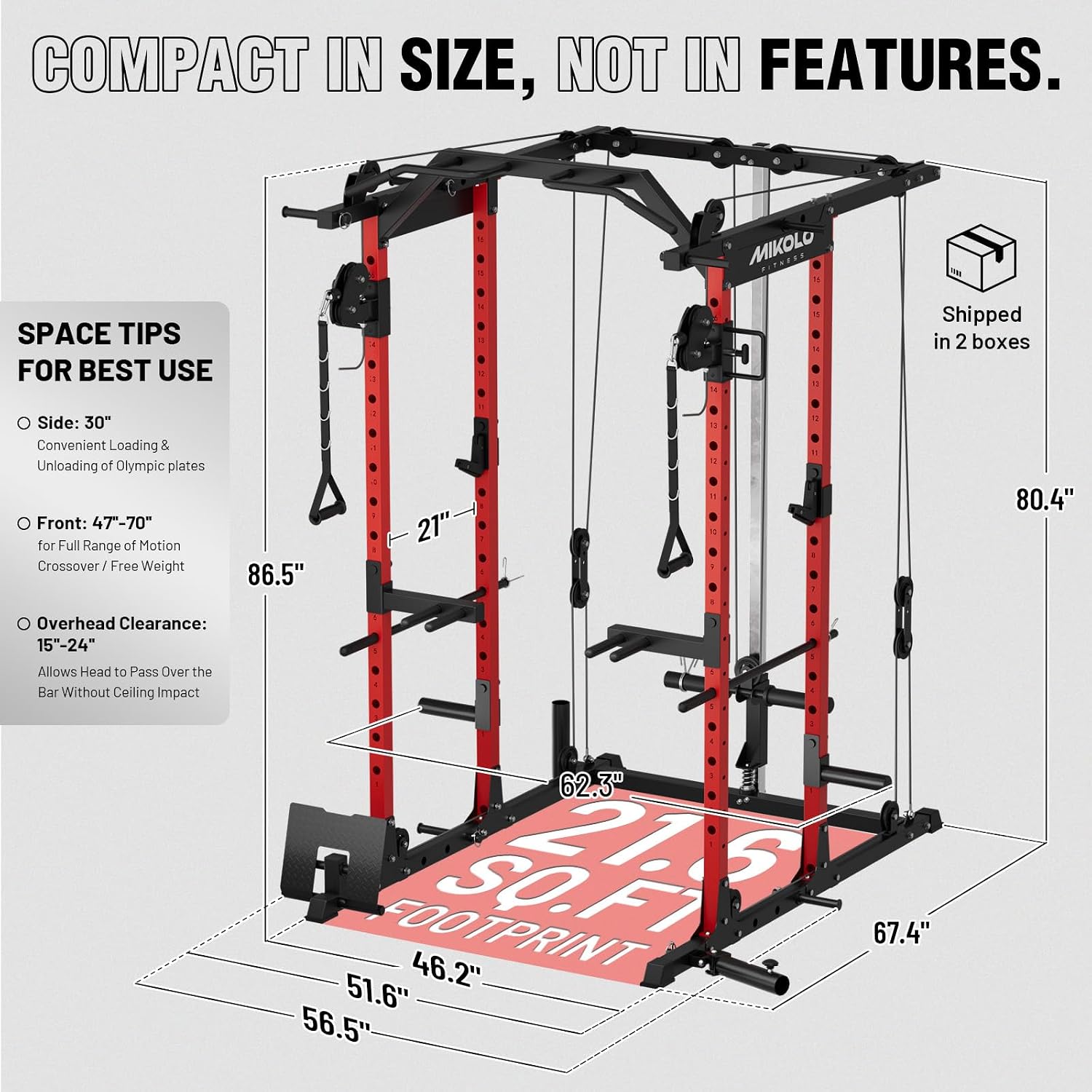 พาวเวอร์เคจพร้อมระบบเคเบิลครอส - Home Gym Rack With Cables บทวิจารณ์และราคา