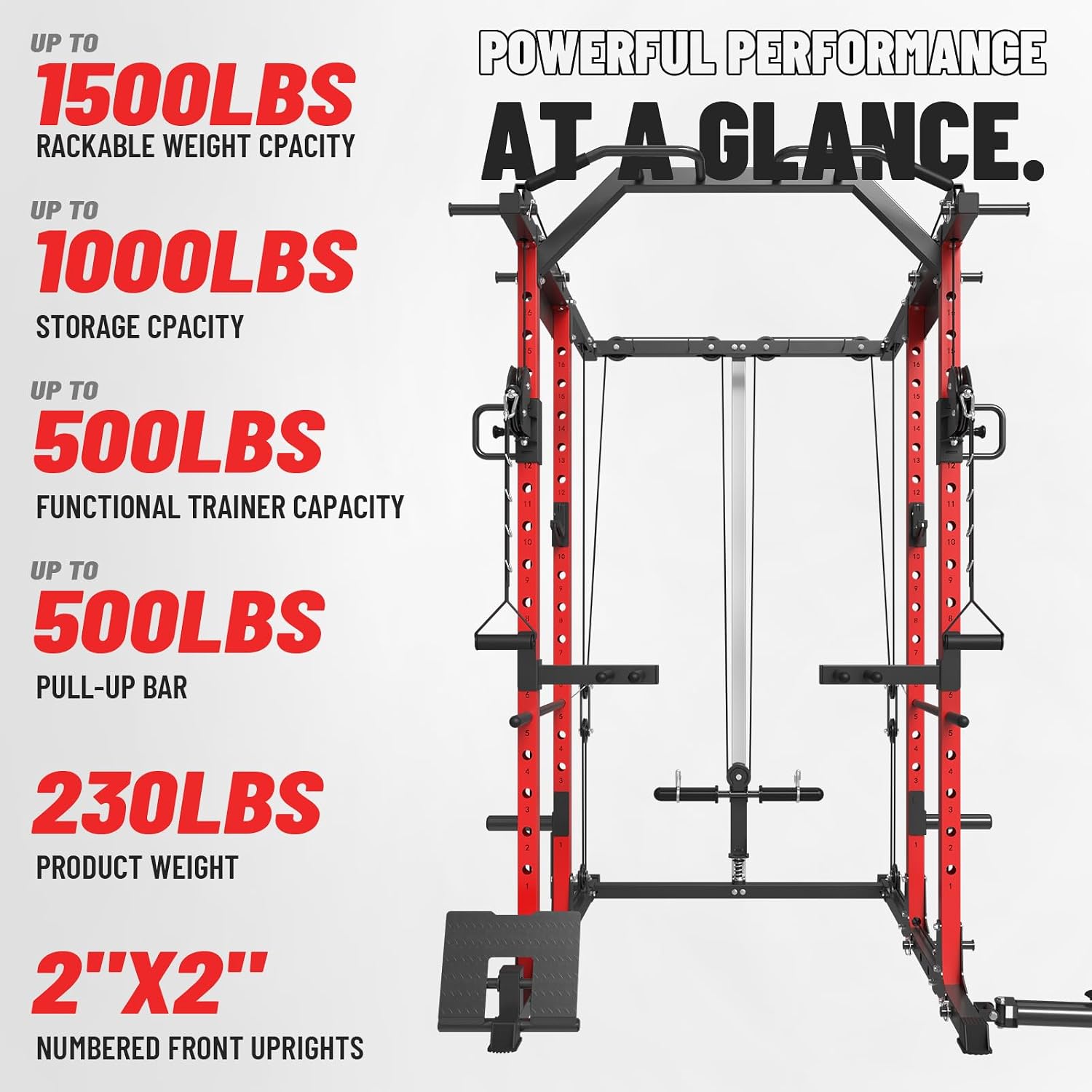 พาวเวอร์เคจพร้อมระบบเคเบิลครอส - Home Gym Rack With Cables บทวิจารณ์และราคา